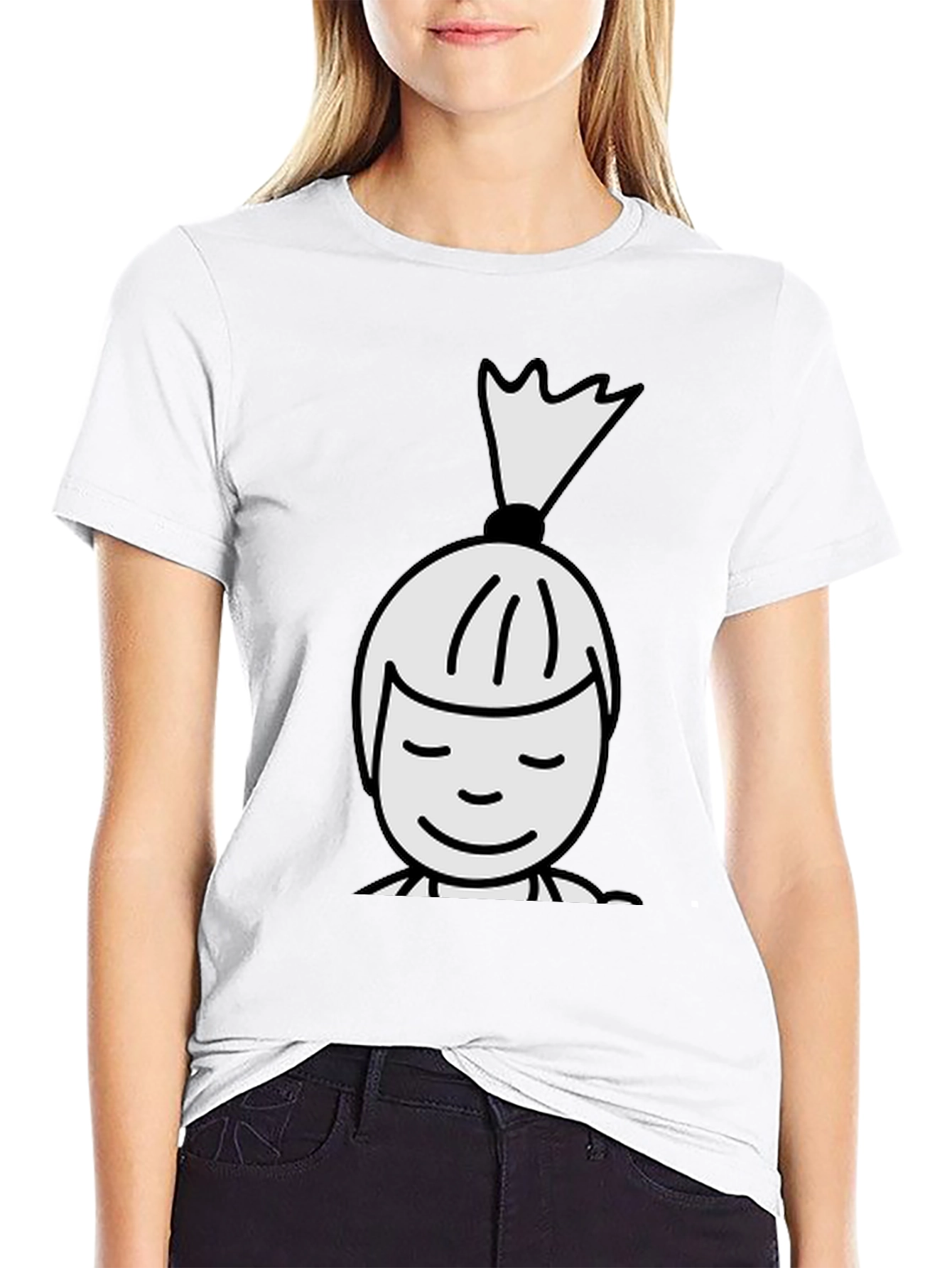 Black T-Shirt with Cartoon Girl Design