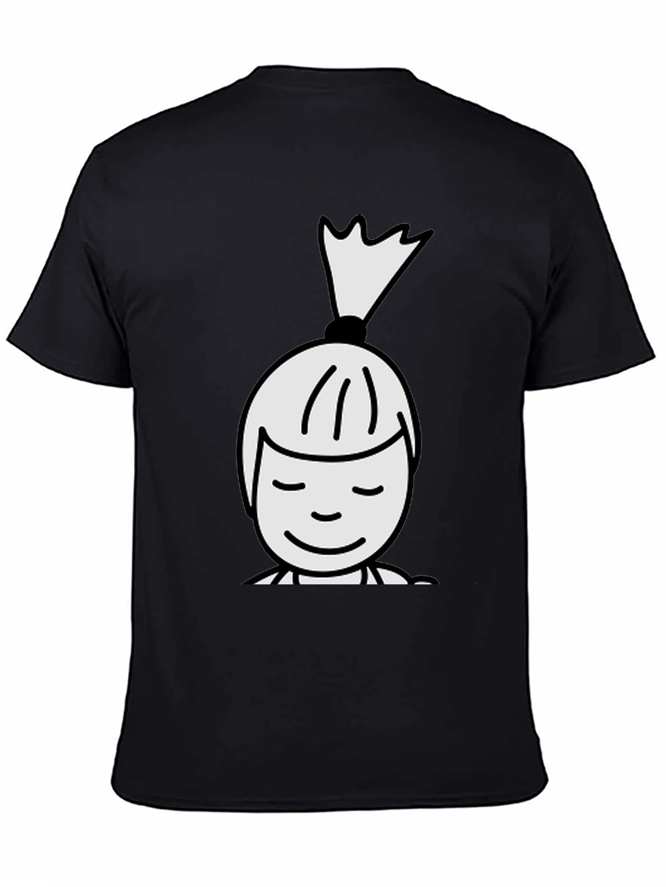 Black T-Shirt with Cartoon Girl Design