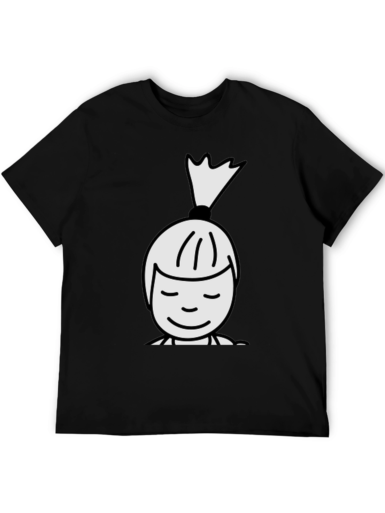 Black T-Shirt with Cartoon Girl Design