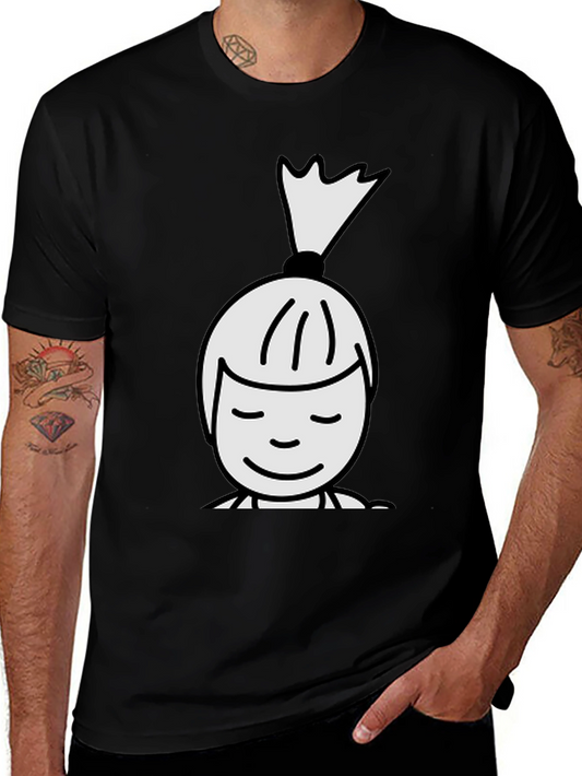 Black T-Shirt with Cartoon Girl Design