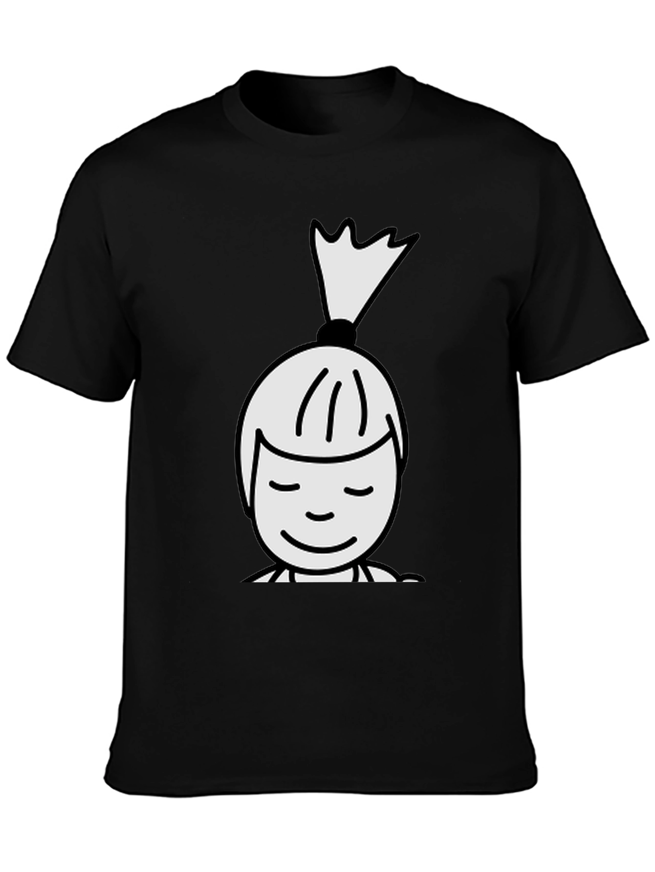 Black T-Shirt with Cartoon Girl Design