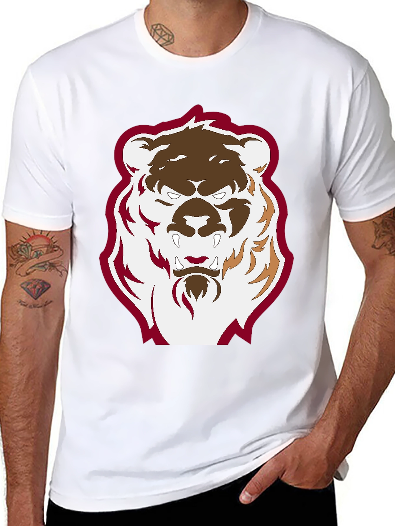 Mens Black T-Shirt with Graphic Bear Design