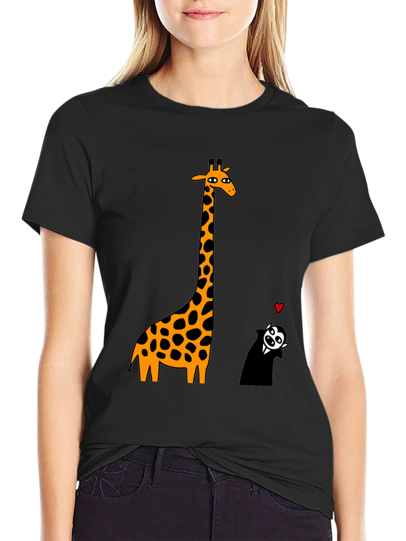 Giraffe & Vampire Graphic Tee - Black