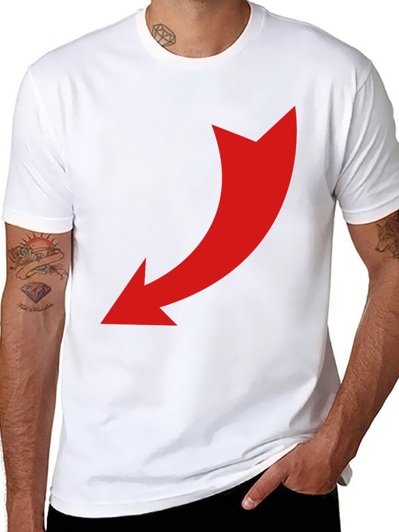 Black T-Shirt with Red Arrow Design