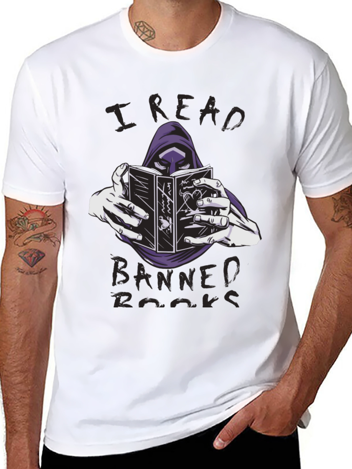 I Read Banned Books T-Shirt Grim Reaper Reader Tee