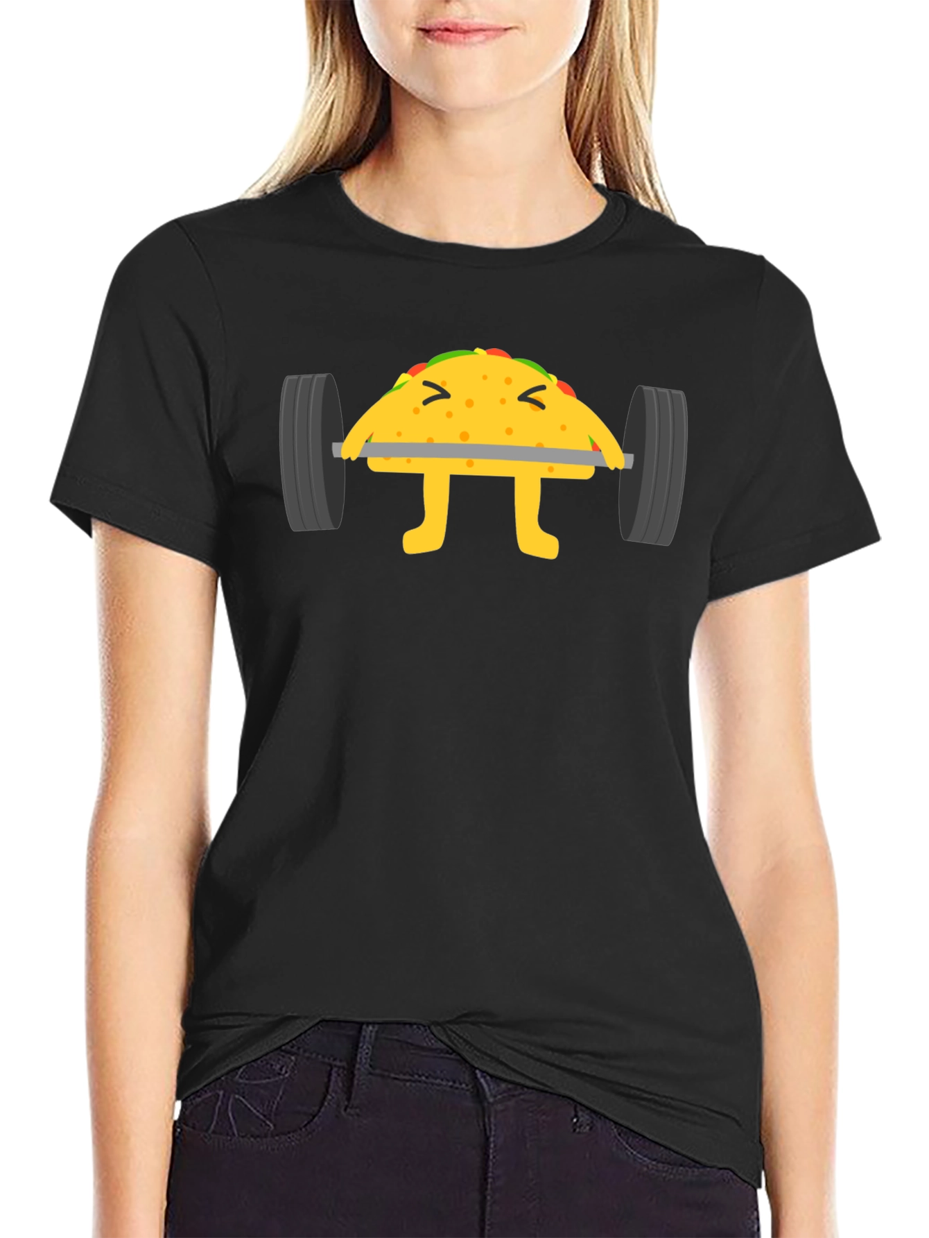 Funny Taco Lifting Weights Black T-Shirt