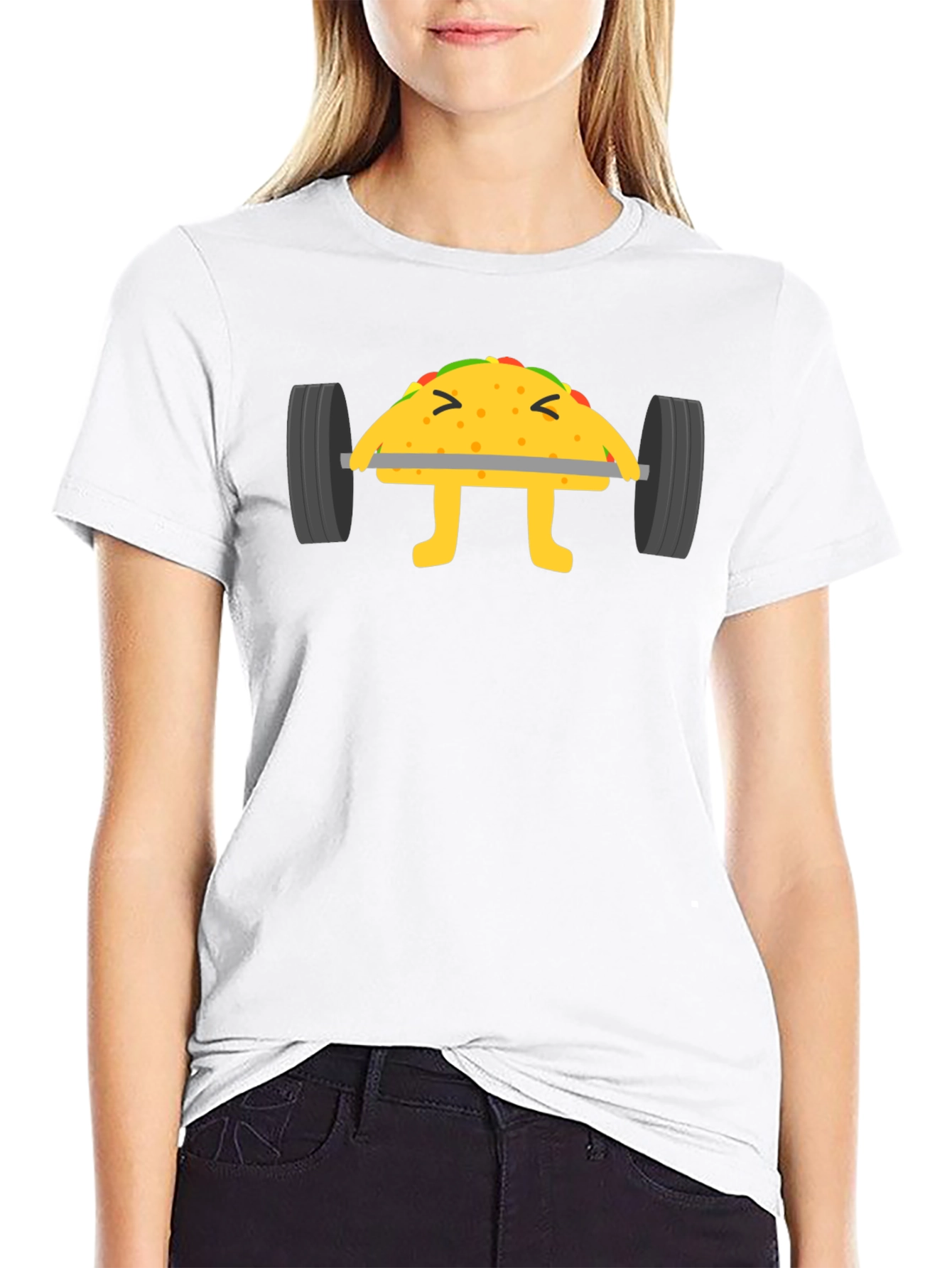 Funny Taco Lifting Weights Black T-Shirt