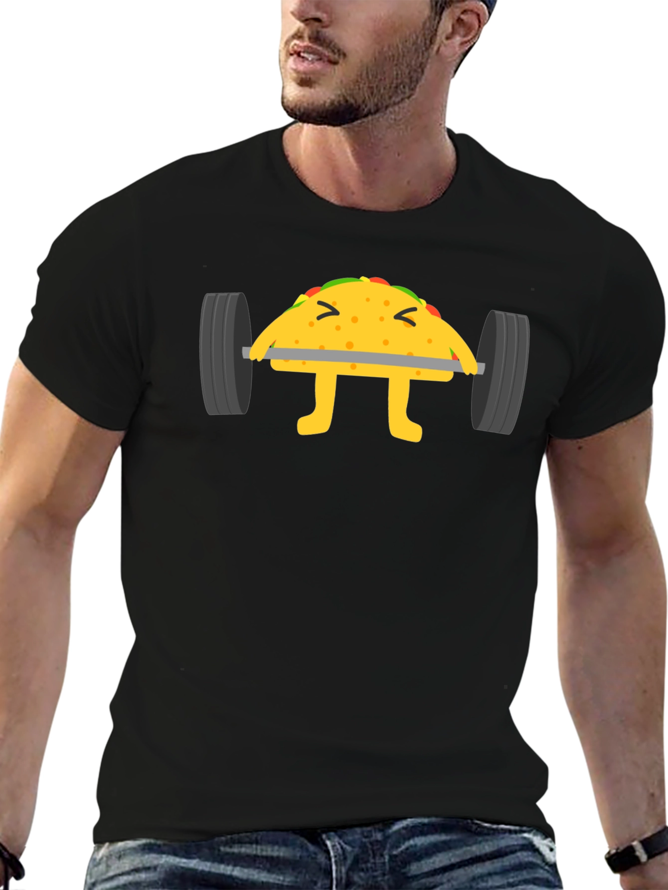 Funny Taco Lifting Weights Black T-Shirt