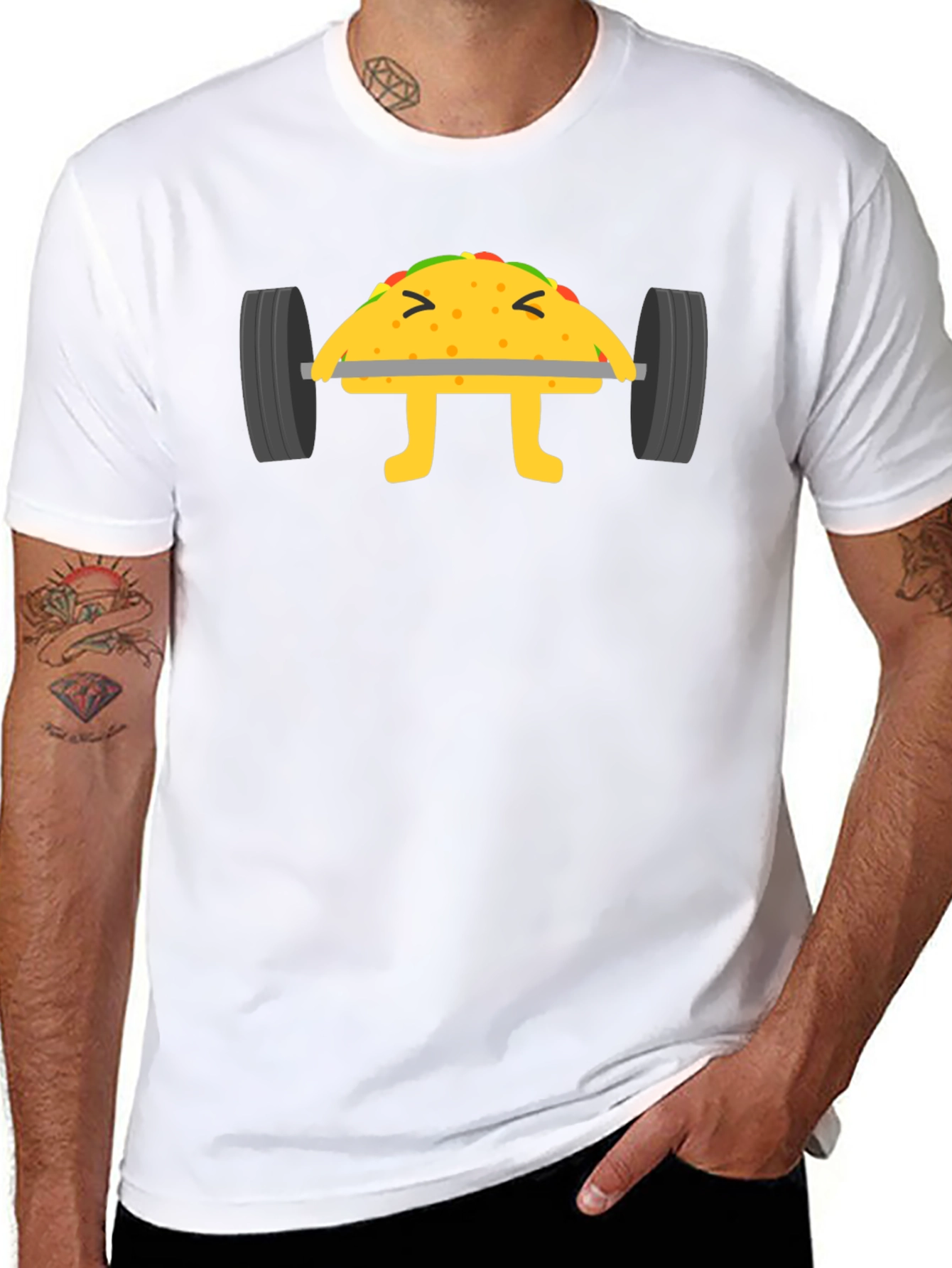 Funny Taco Lifting Weights Black T-Shirt