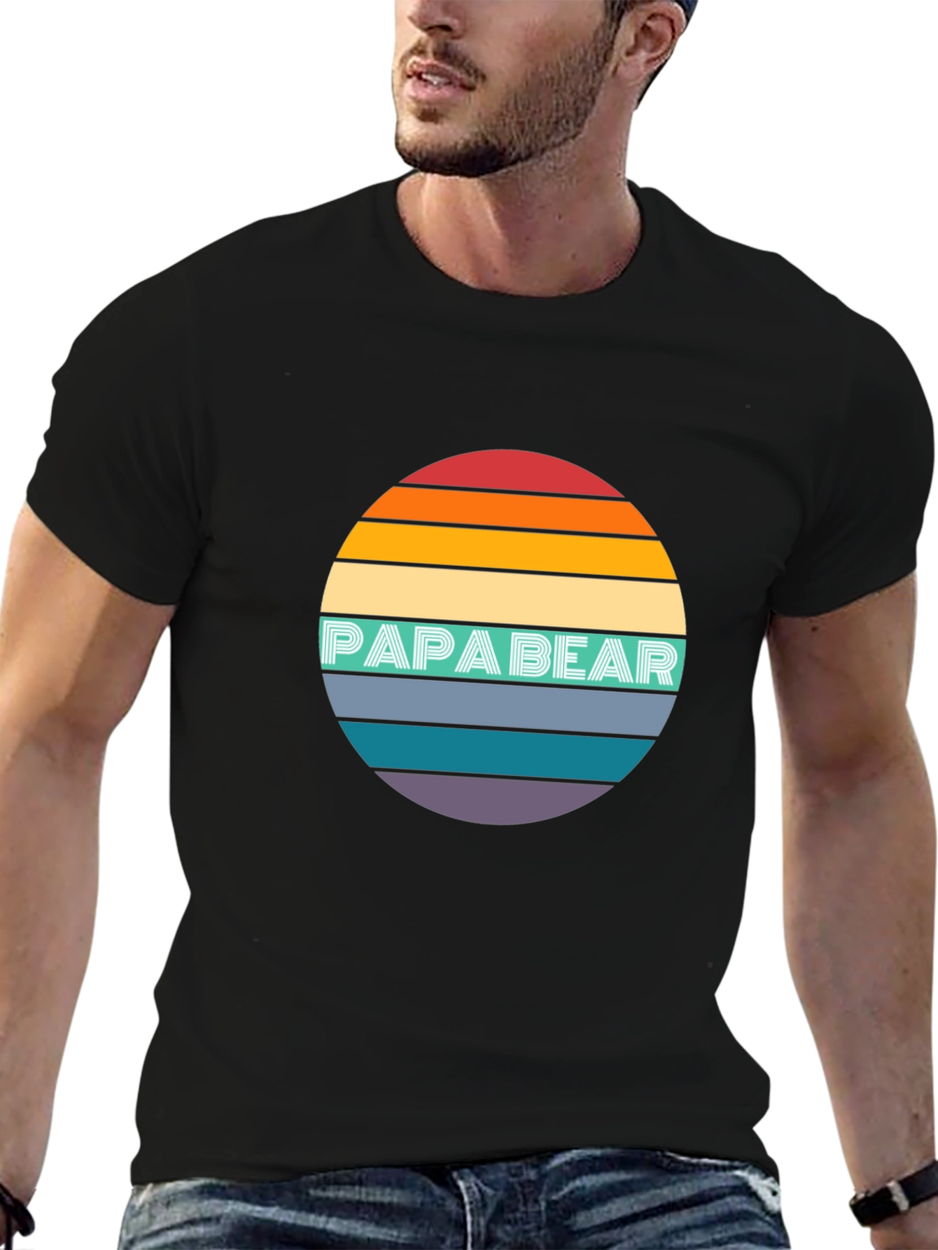 Papa Bear Retro Sunset T-Shirt