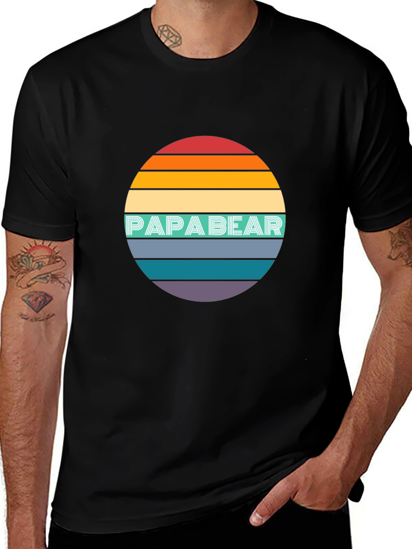 Papa Bear Retro Sunset T-Shirt