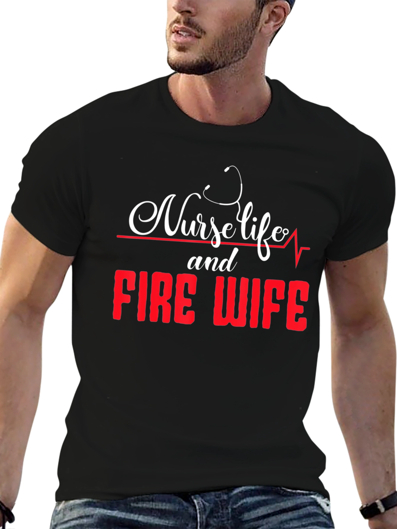 Nurse Life Fire Wife Graphic T-Shirt