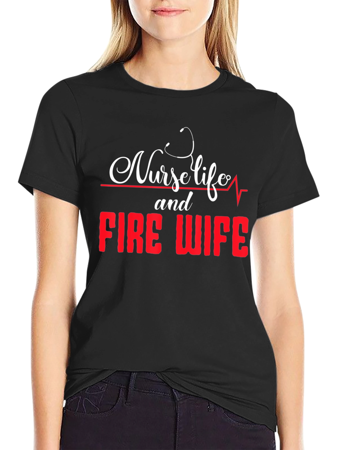 Nurse Life Fire Wife Graphic T-Shirt