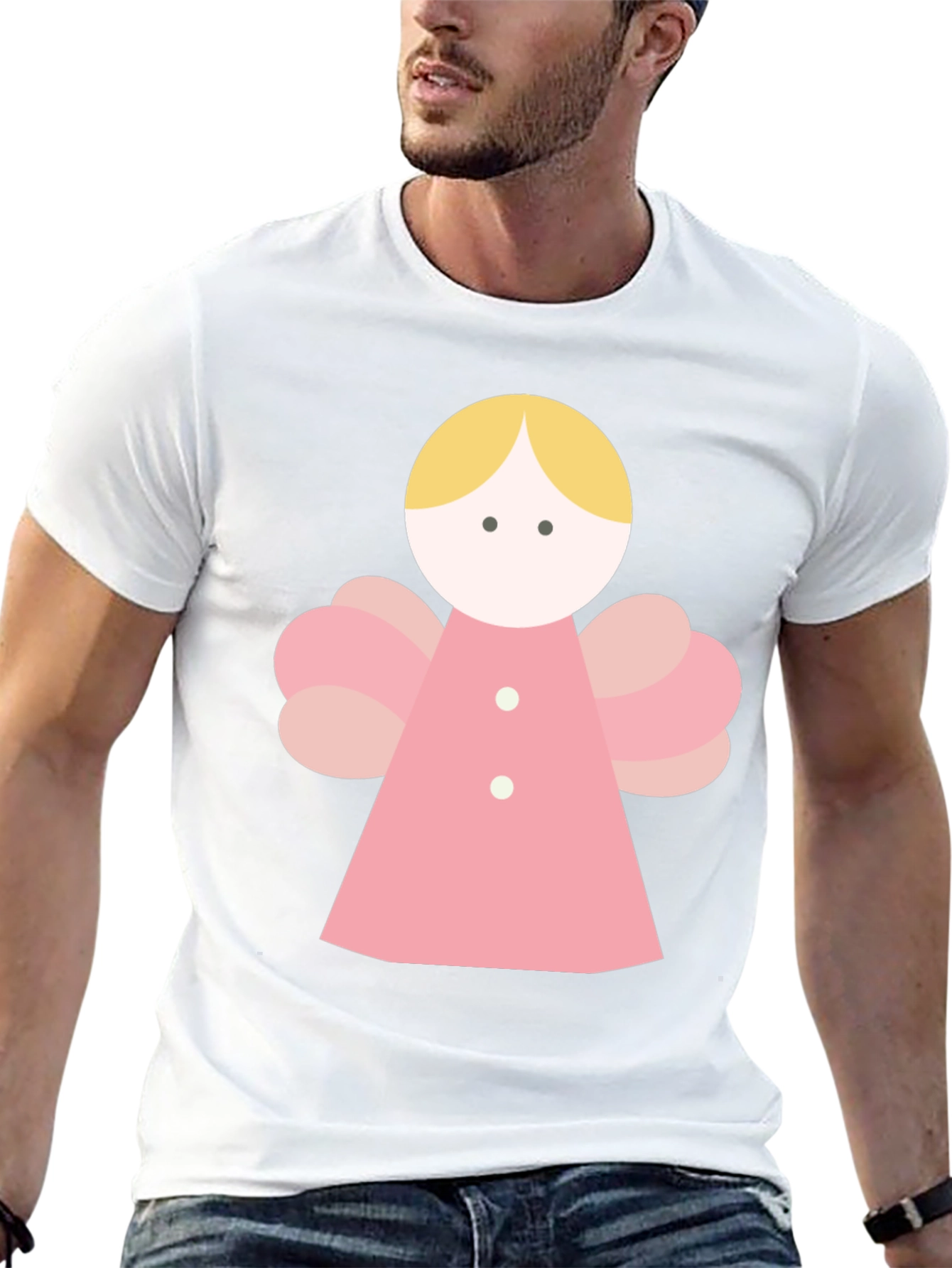 Angel Graphic Tee - Black Crew Neck T-Shirt