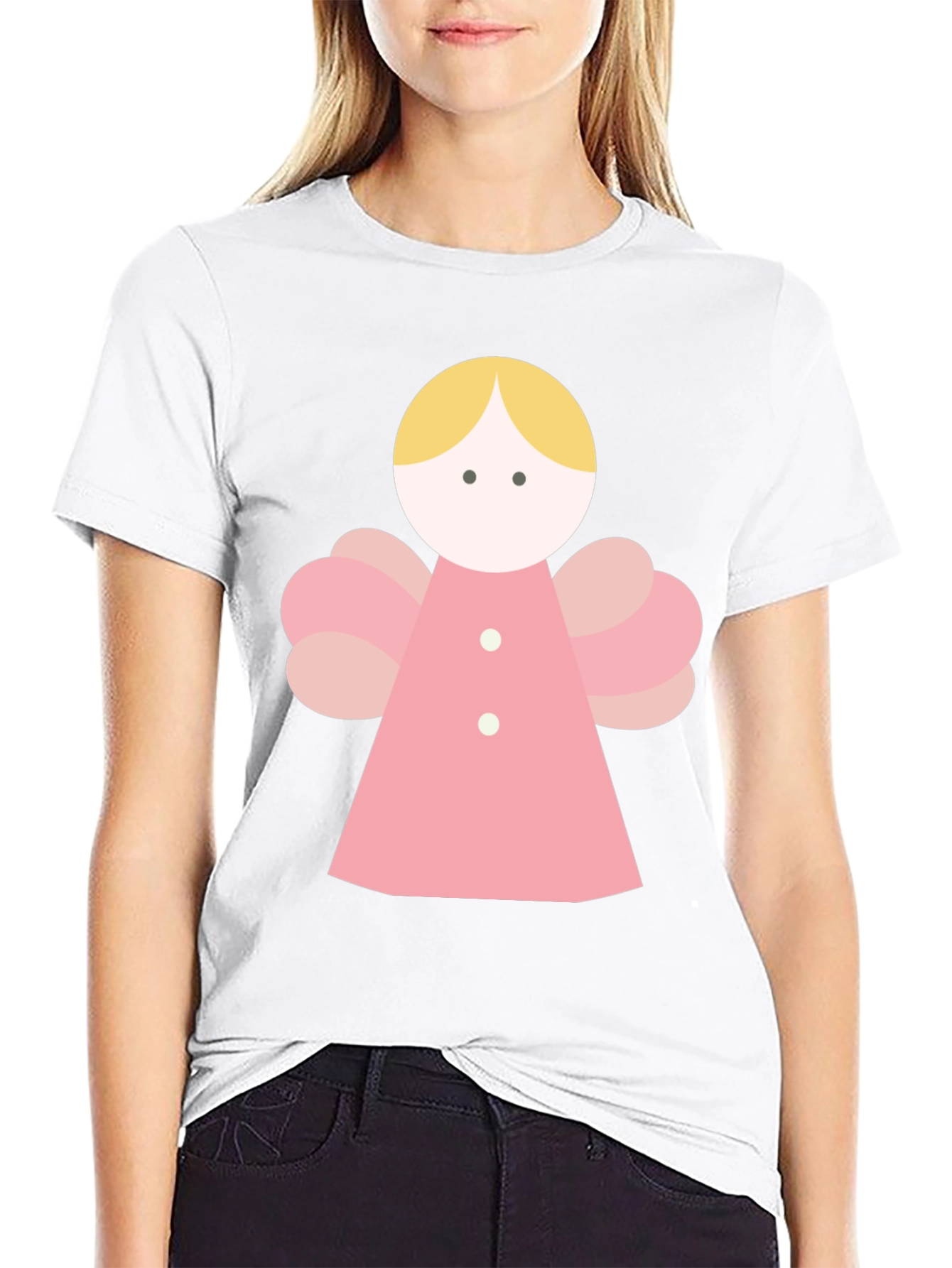 Angel Graphic Tee - Black Crew Neck T-Shirt