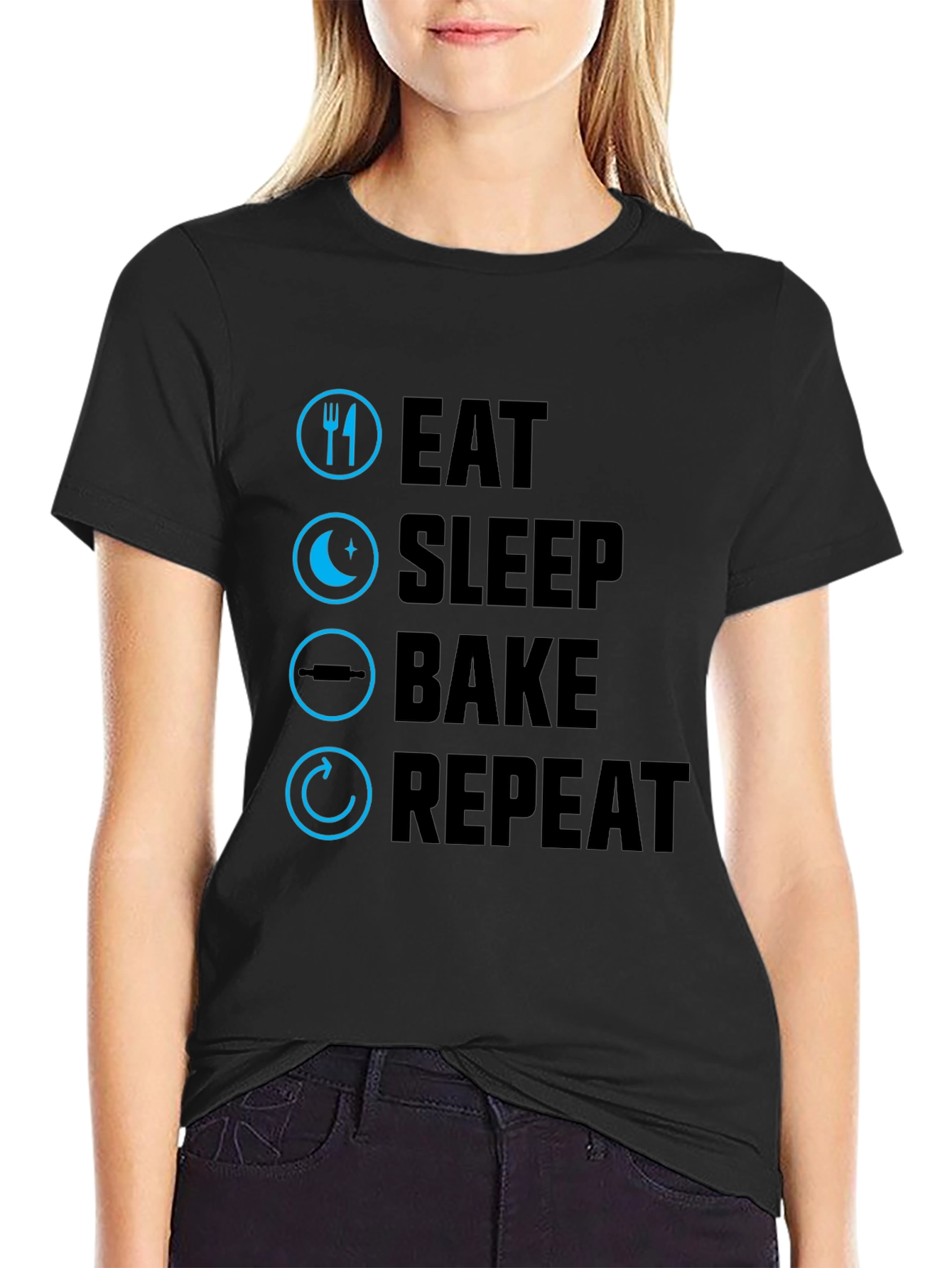 Eat Sleep Bake Repeat Graphic Tee