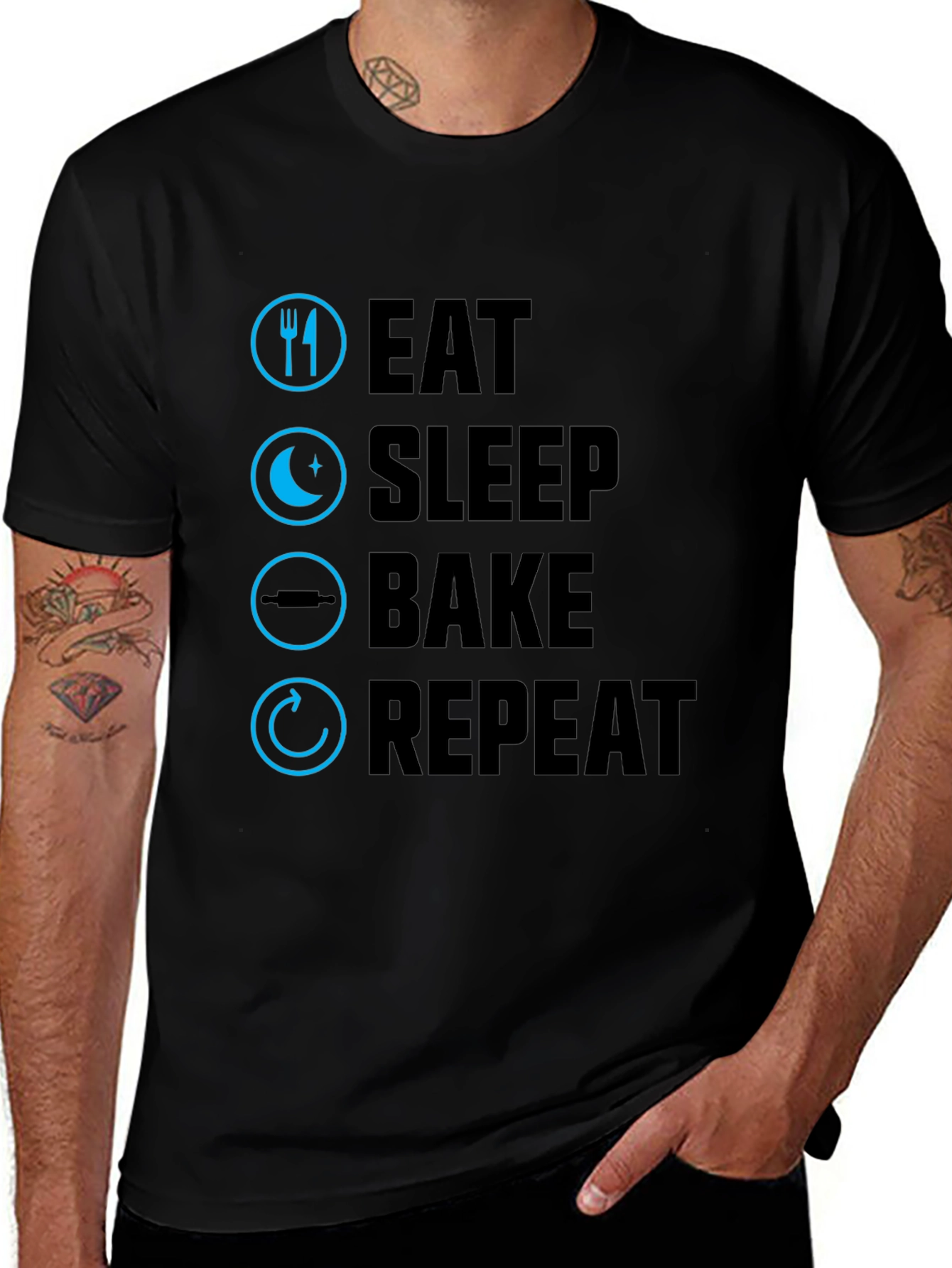 Eat Sleep Bake Repeat Graphic Tee