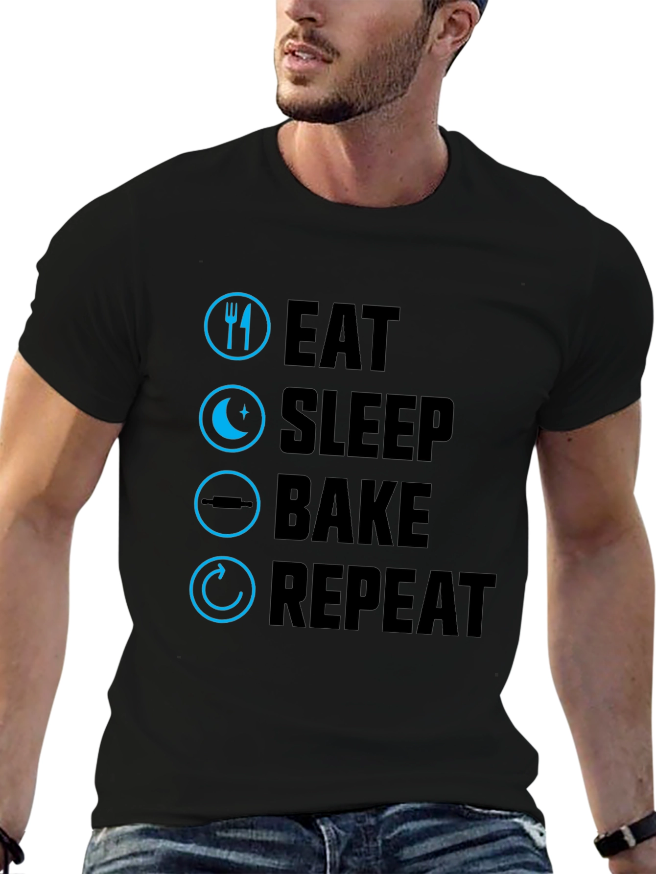 Eat Sleep Bake Repeat Graphic Tee