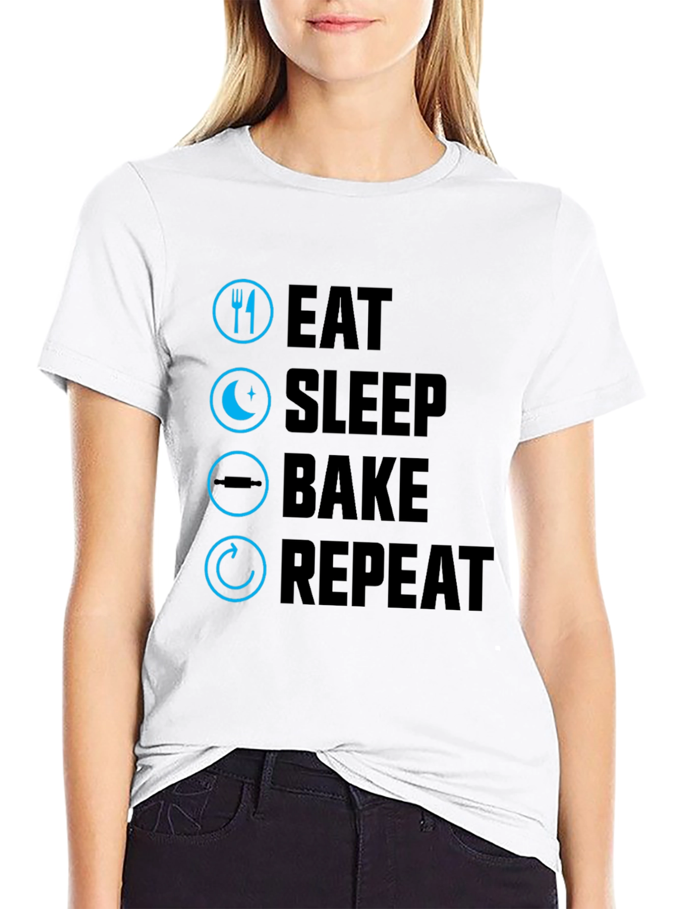Eat Sleep Bake Repeat Graphic Tee