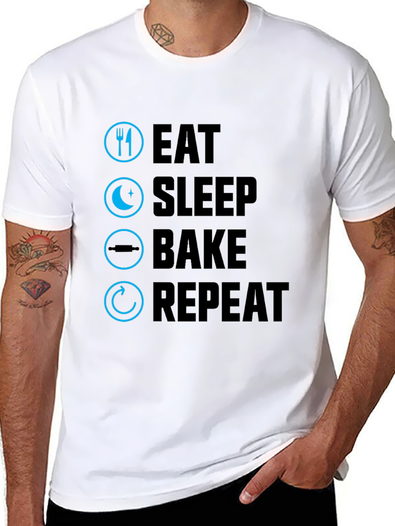Eat Sleep Bake Repeat Graphic Tee