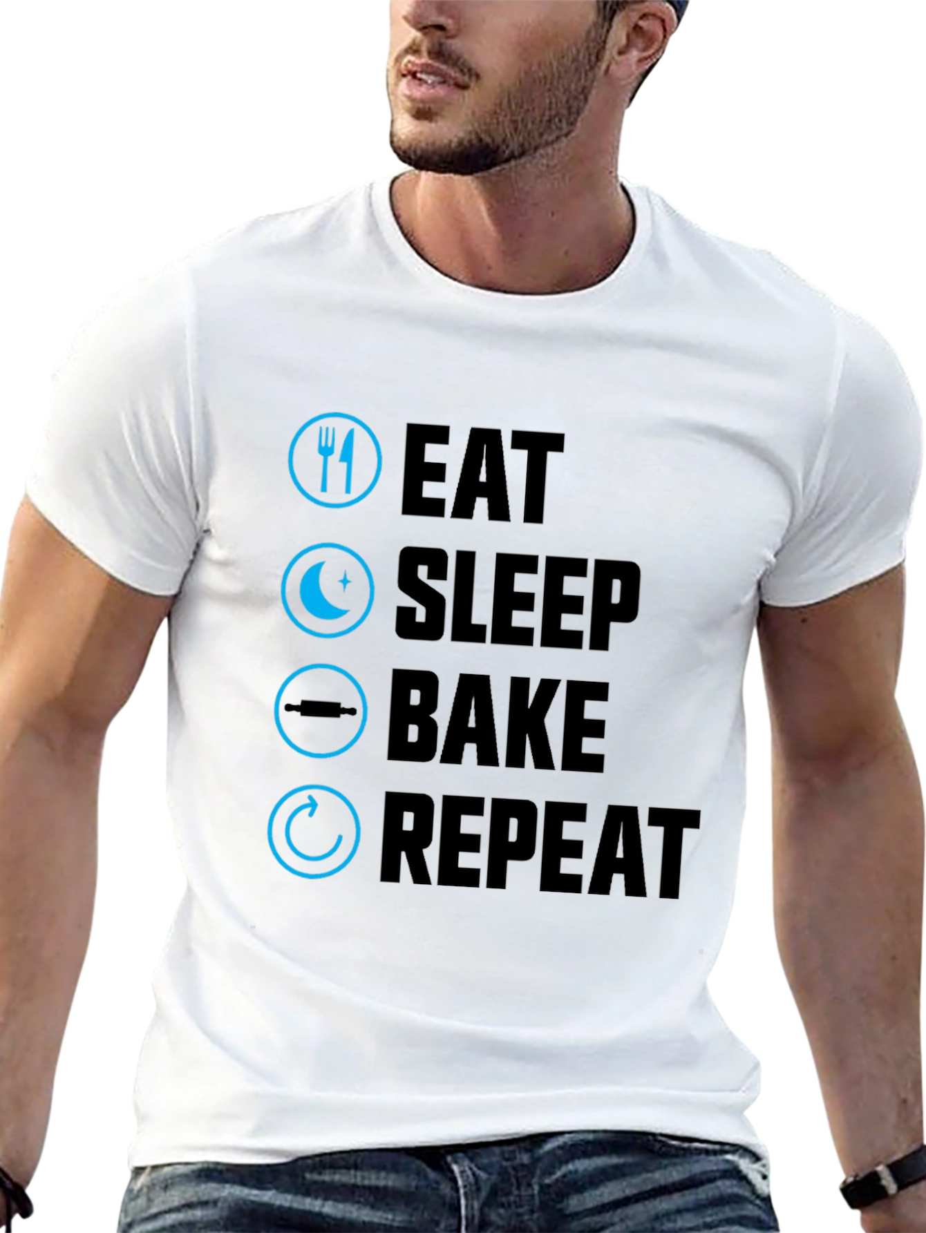 Eat Sleep Bake Repeat Graphic Tee