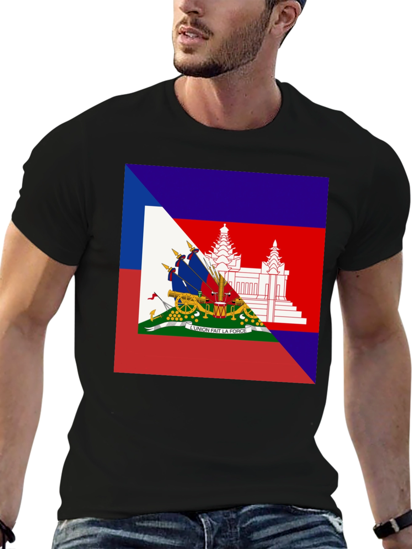 Haiti Flag T-Shirt Black Tee