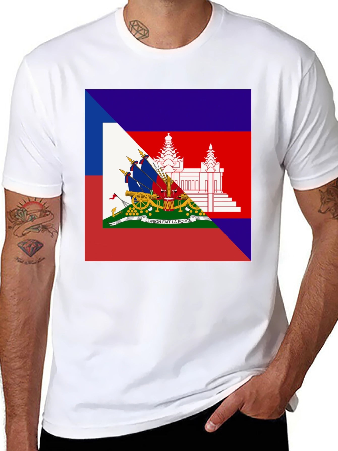 Haiti Flag T-Shirt Black Tee