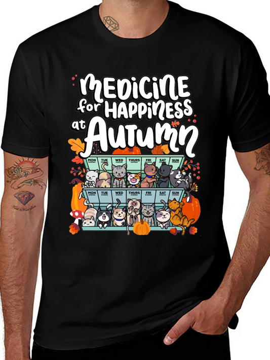 Autumn Cats Happiness Medicine T-Shirt