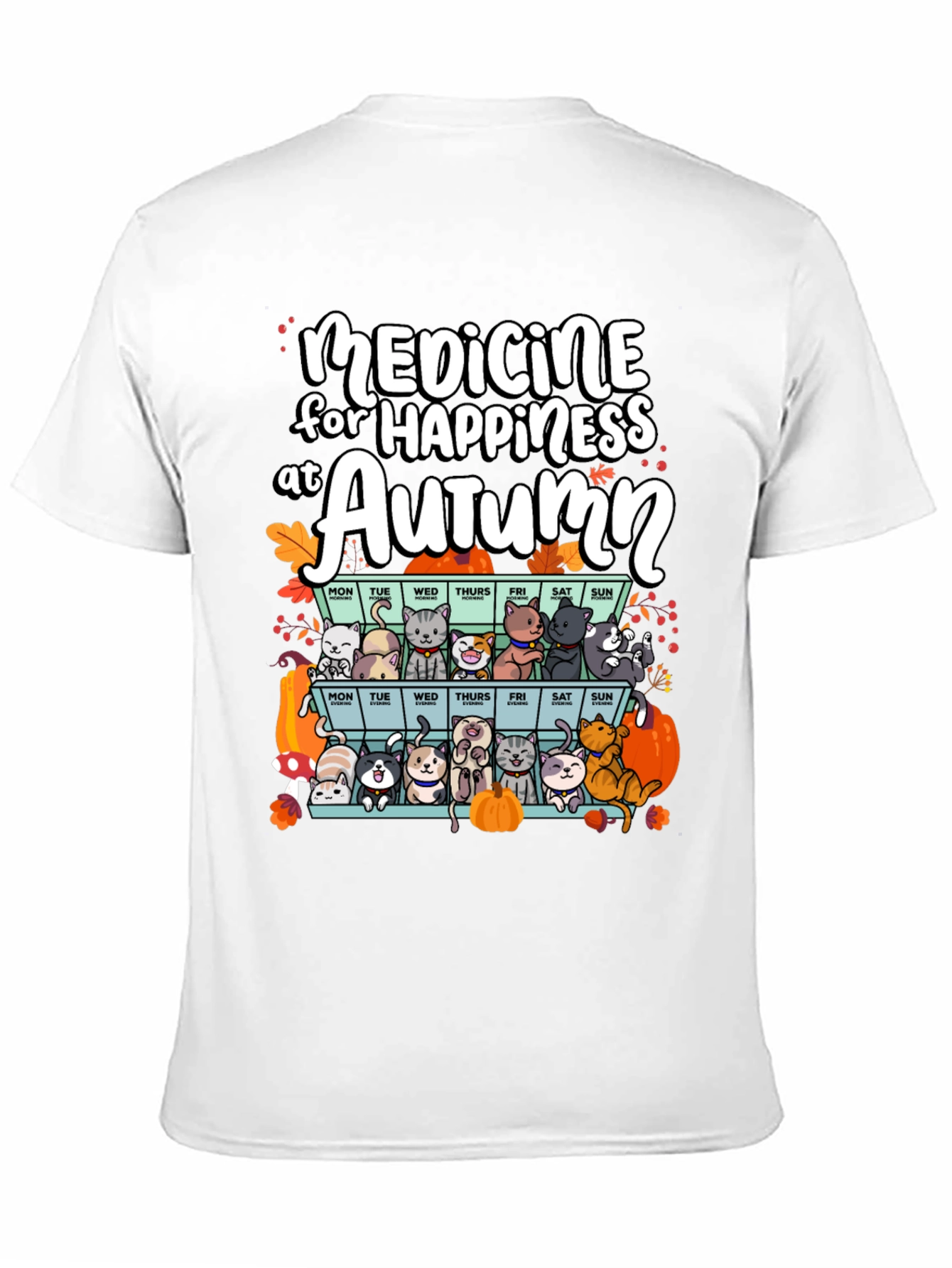 Autumn Cats Happiness Medicine T-Shirt