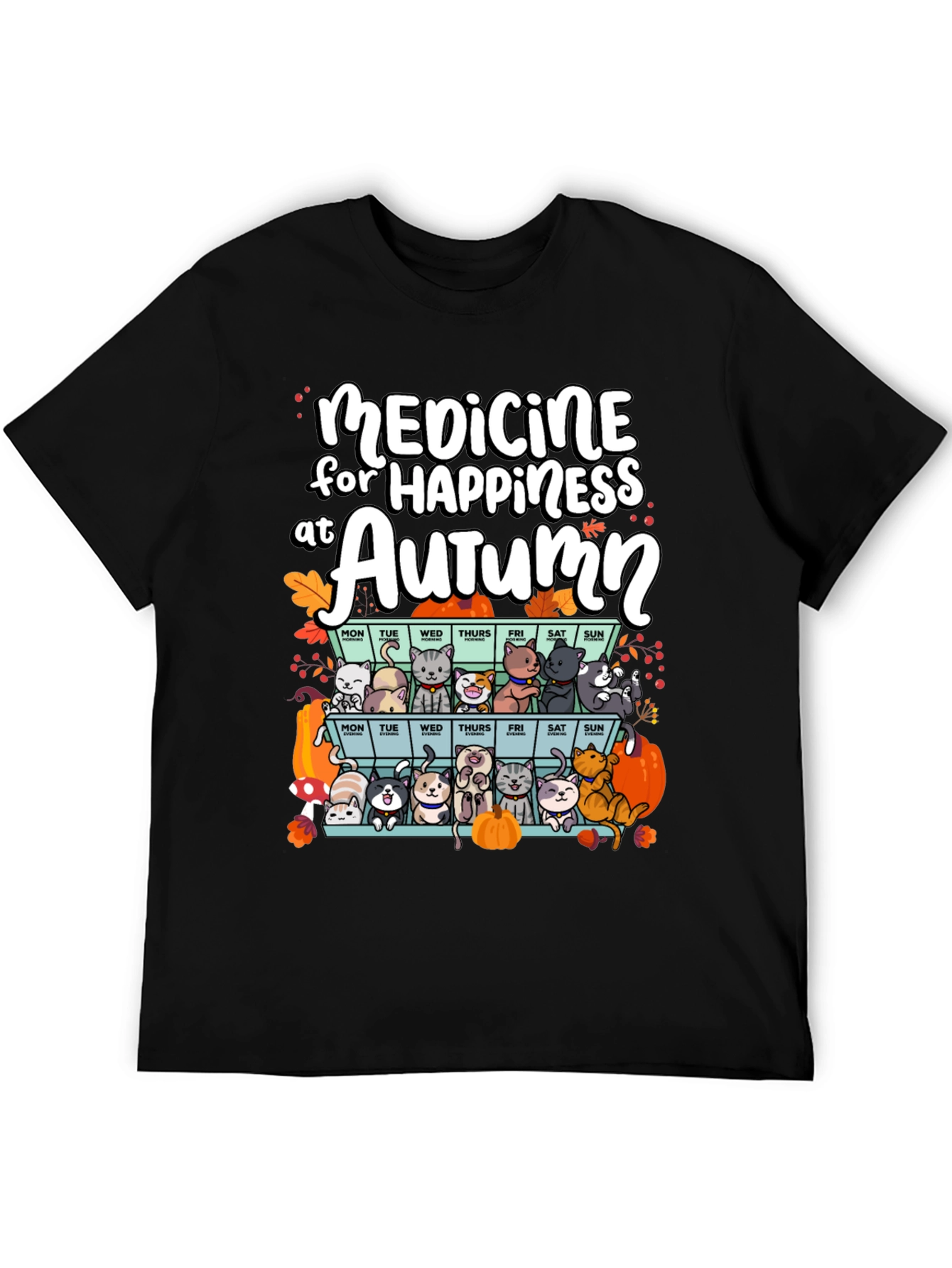 Autumn Cats Happiness Medicine T-Shirt