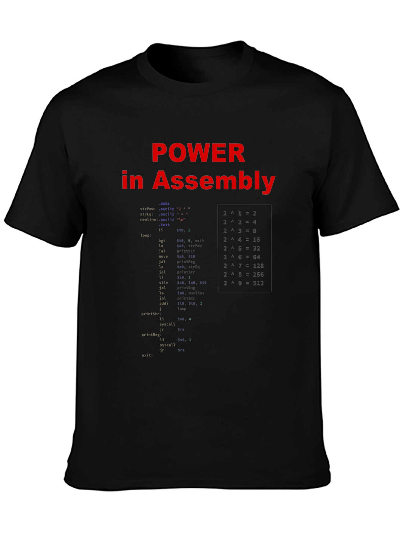 Power in Assembly Programmer Black T-Shirt