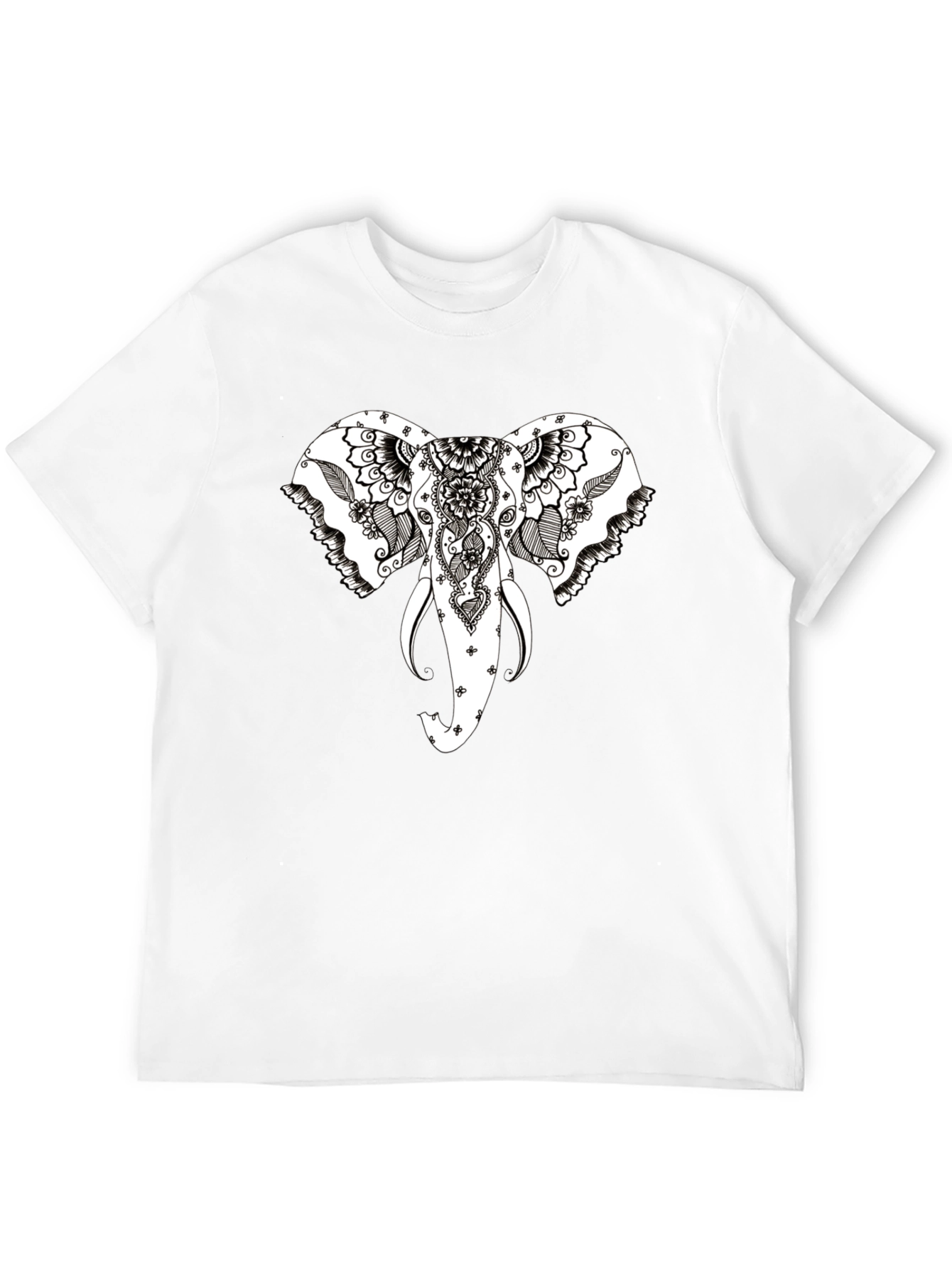 Elephant Head Graphic Black T-Shirt