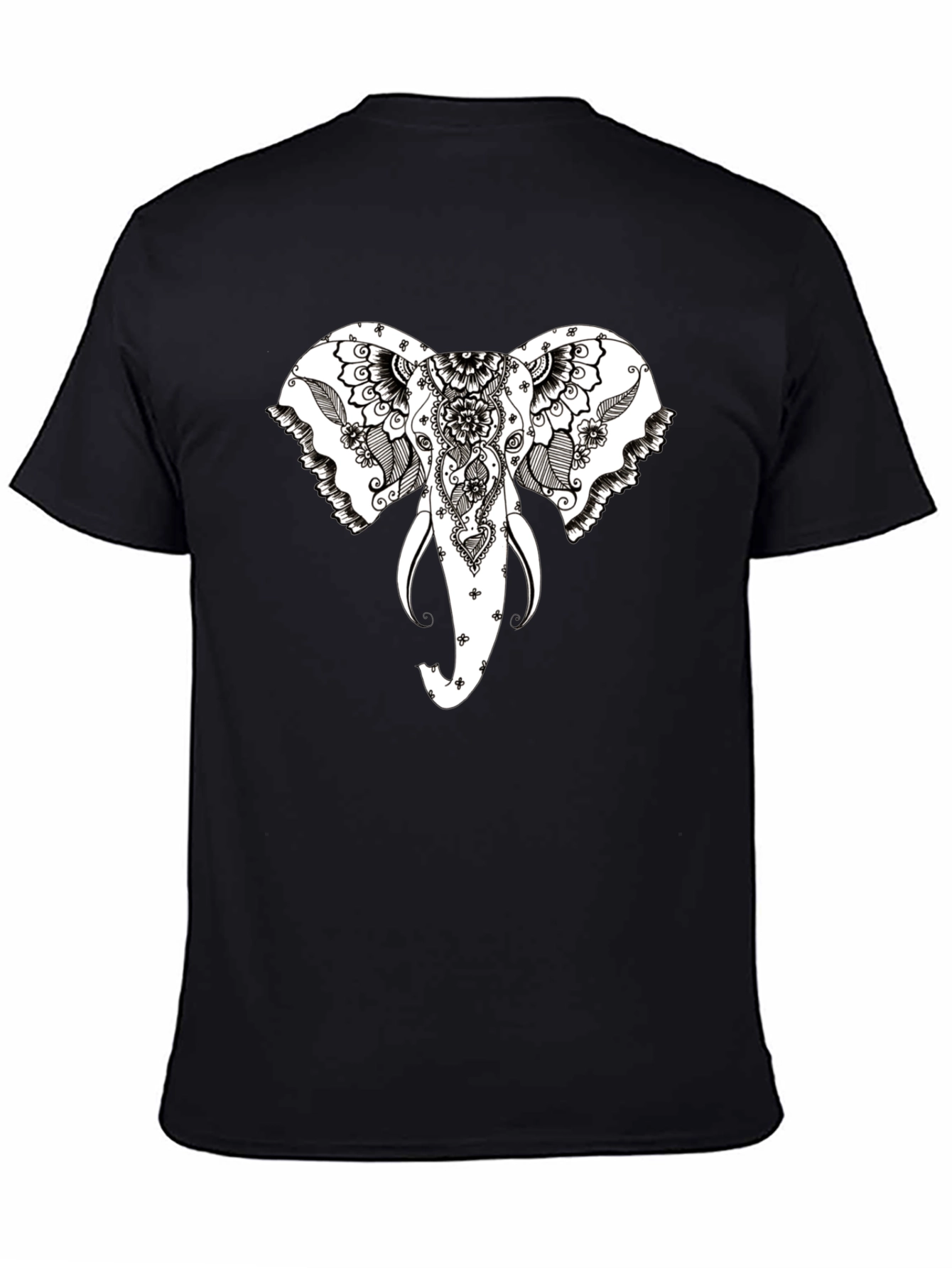 Elephant Head Graphic Black T-Shirt