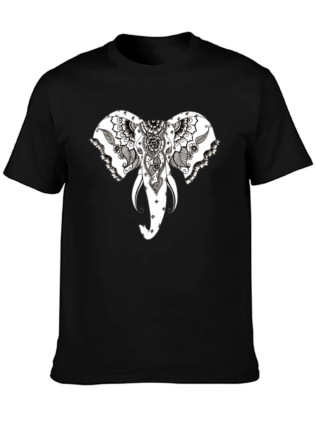 Elephant Head Graphic Black T-Shirt