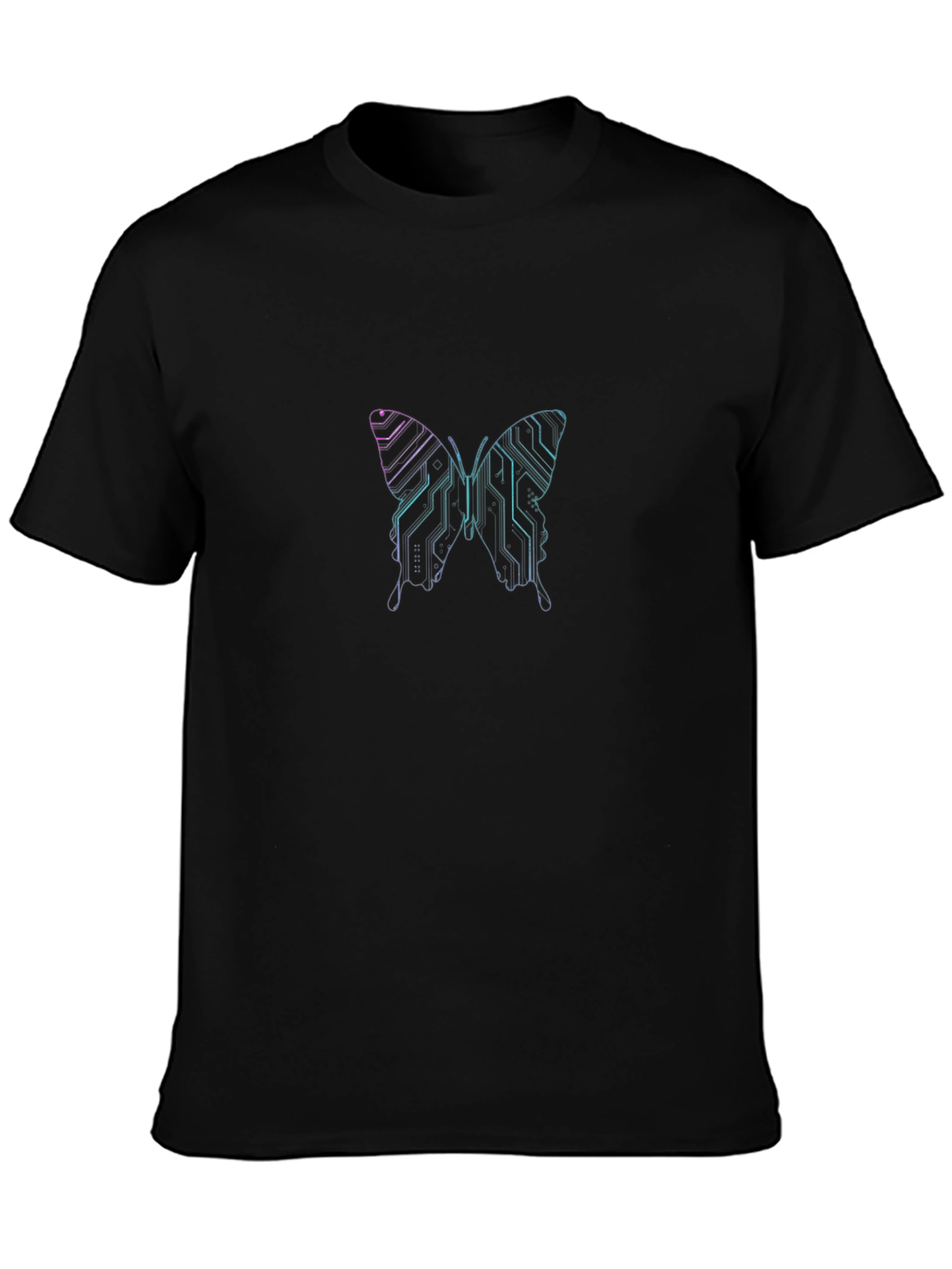 Cyber Butterfly Graphic Black T-Shirt