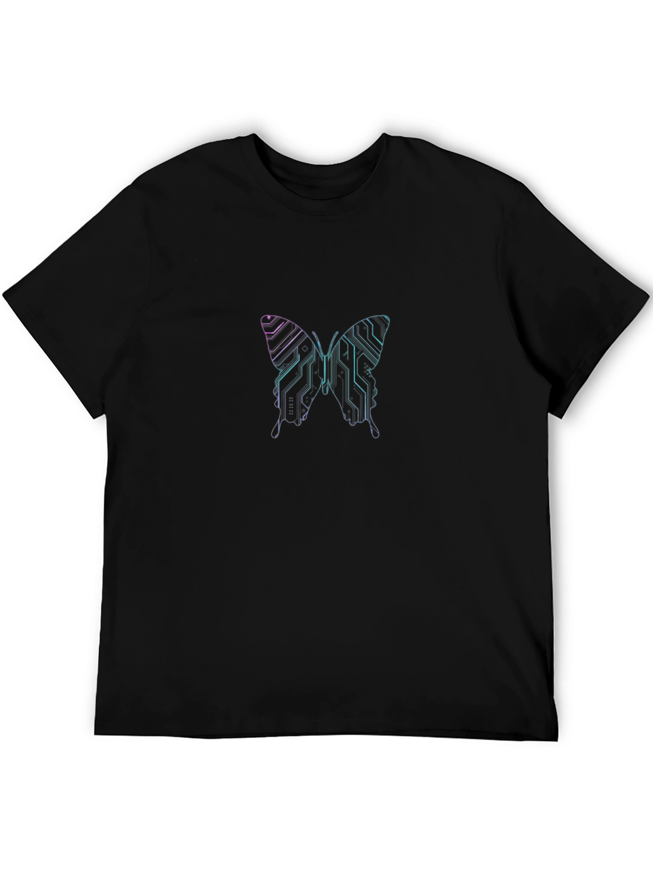 Cyber Butterfly Graphic Black T-Shirt