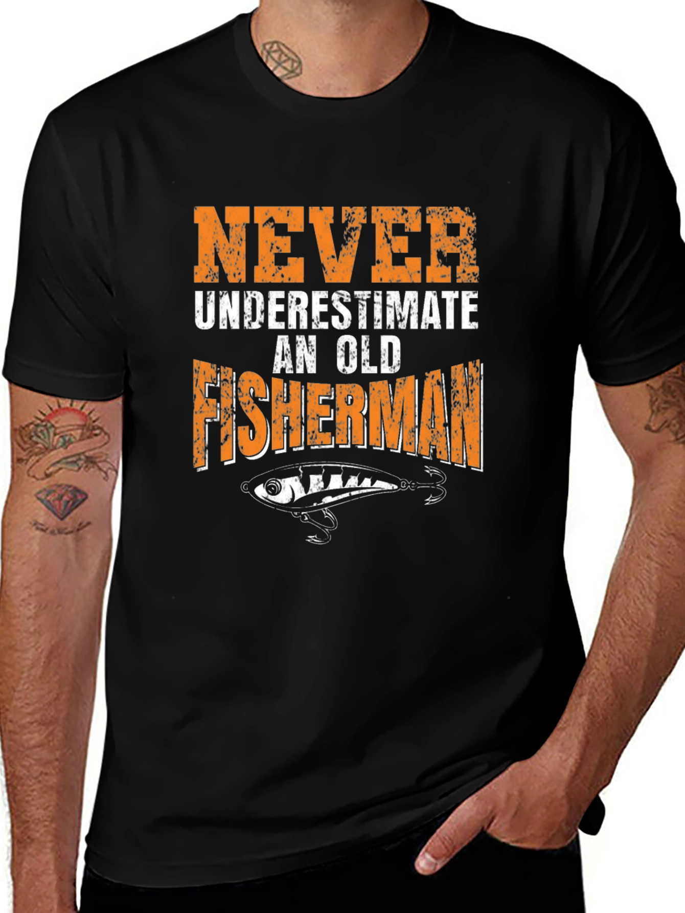 Never Underestimate an Old Fisherman Graphic T-Shirt