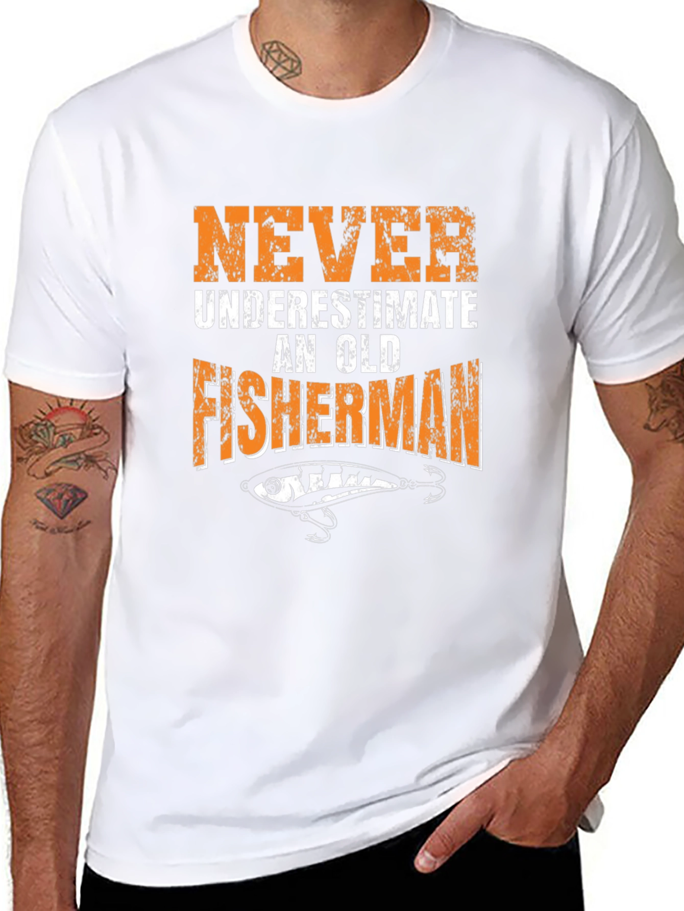 Never Underestimate an Old Fisherman Graphic T-Shirt