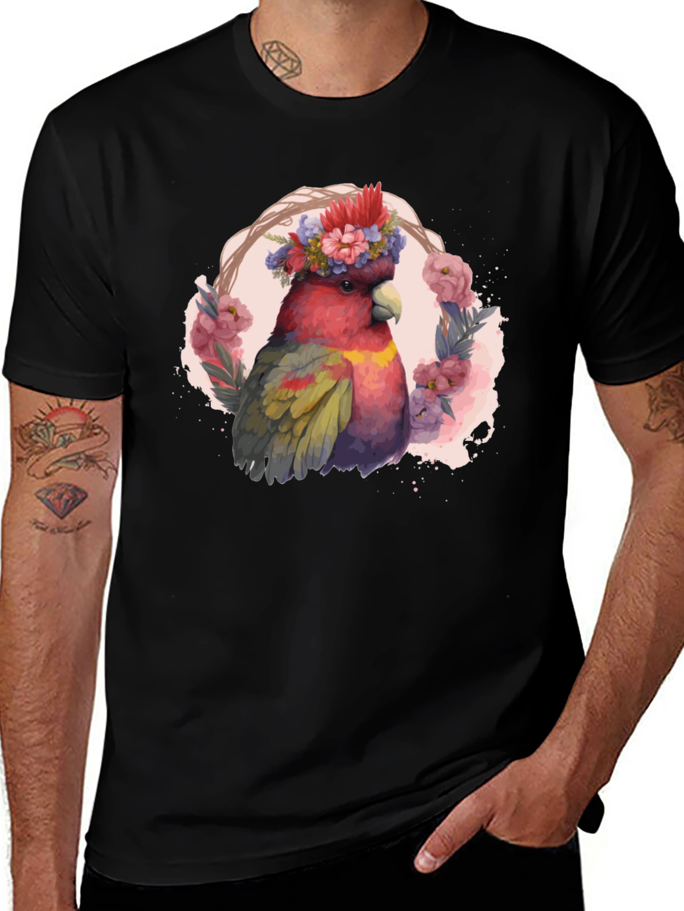 Floral Cockatoo Graphic Tee - Unisex