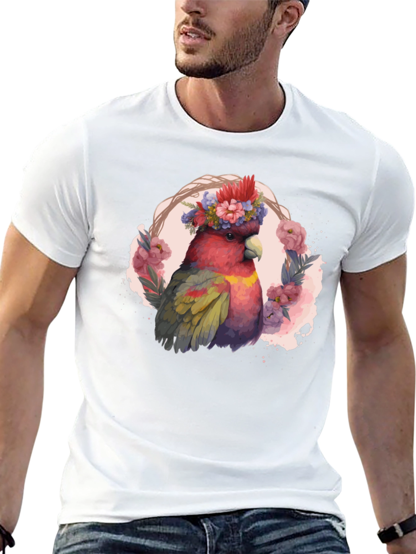 Floral Cockatoo Graphic Tee - Unisex