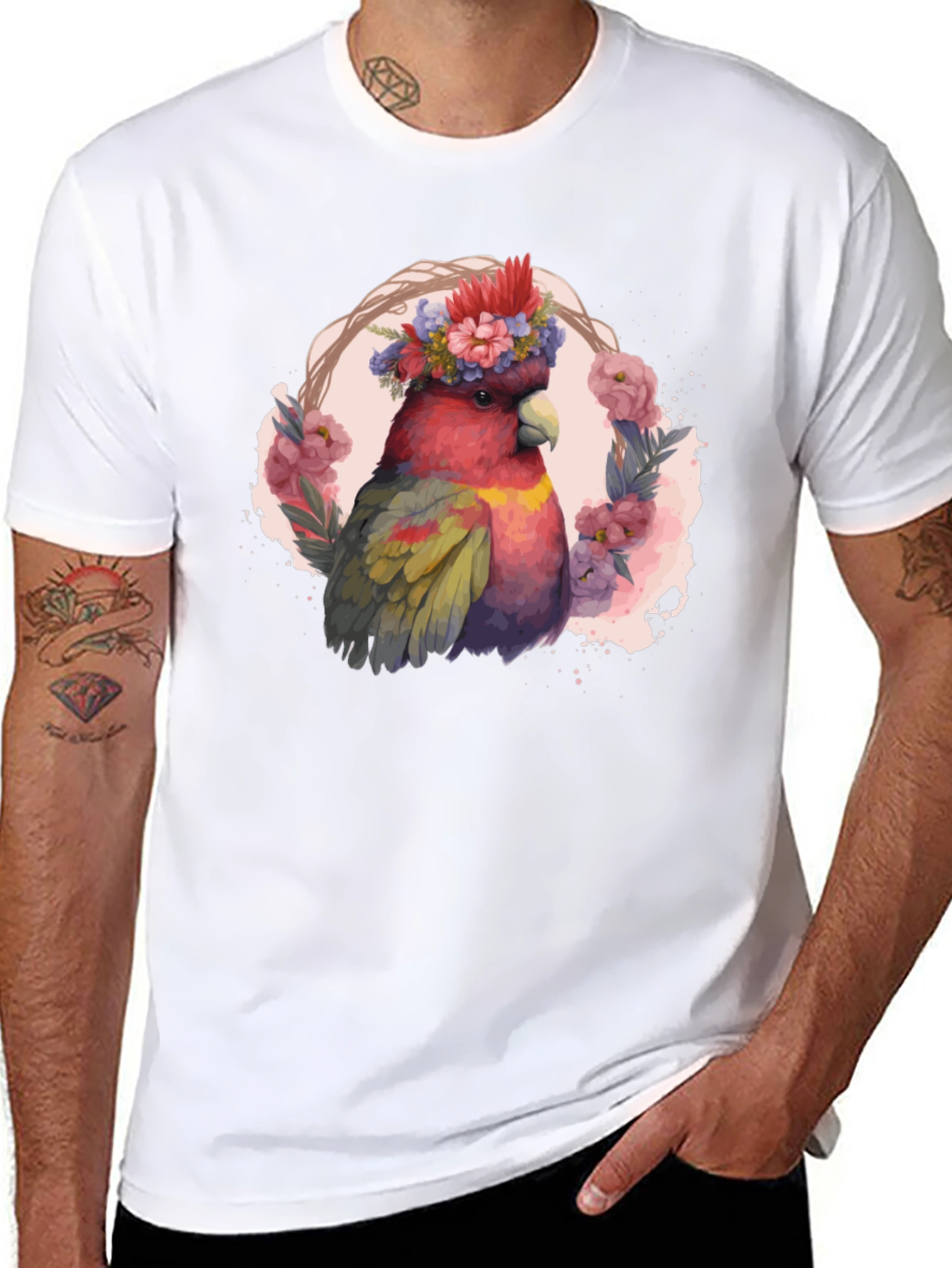 Floral Cockatoo Graphic Tee - Unisex
