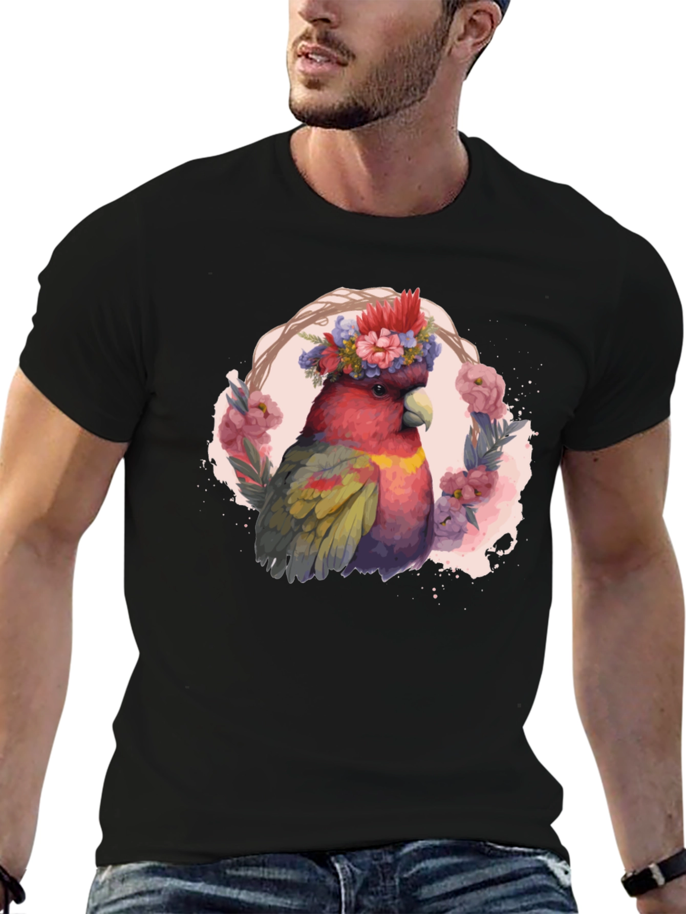 Floral Cockatoo Graphic Tee - Unisex