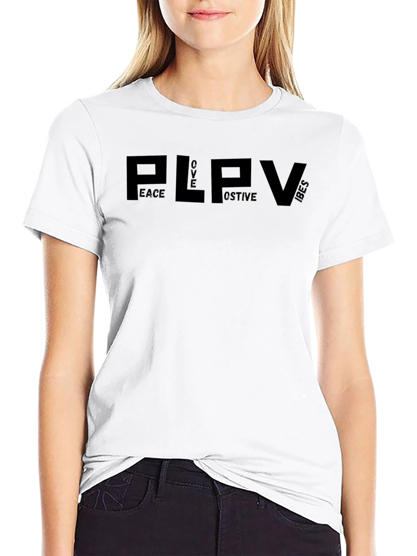 PLPV Peace Love Positive Vibes Black T-Shirt
