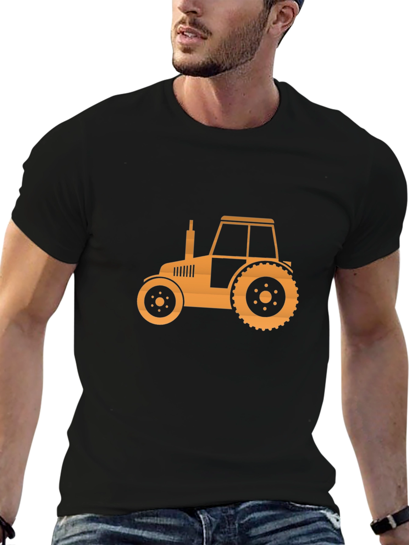 Tractor Graphic Tee - Mens Black Cotton T-Shirt
