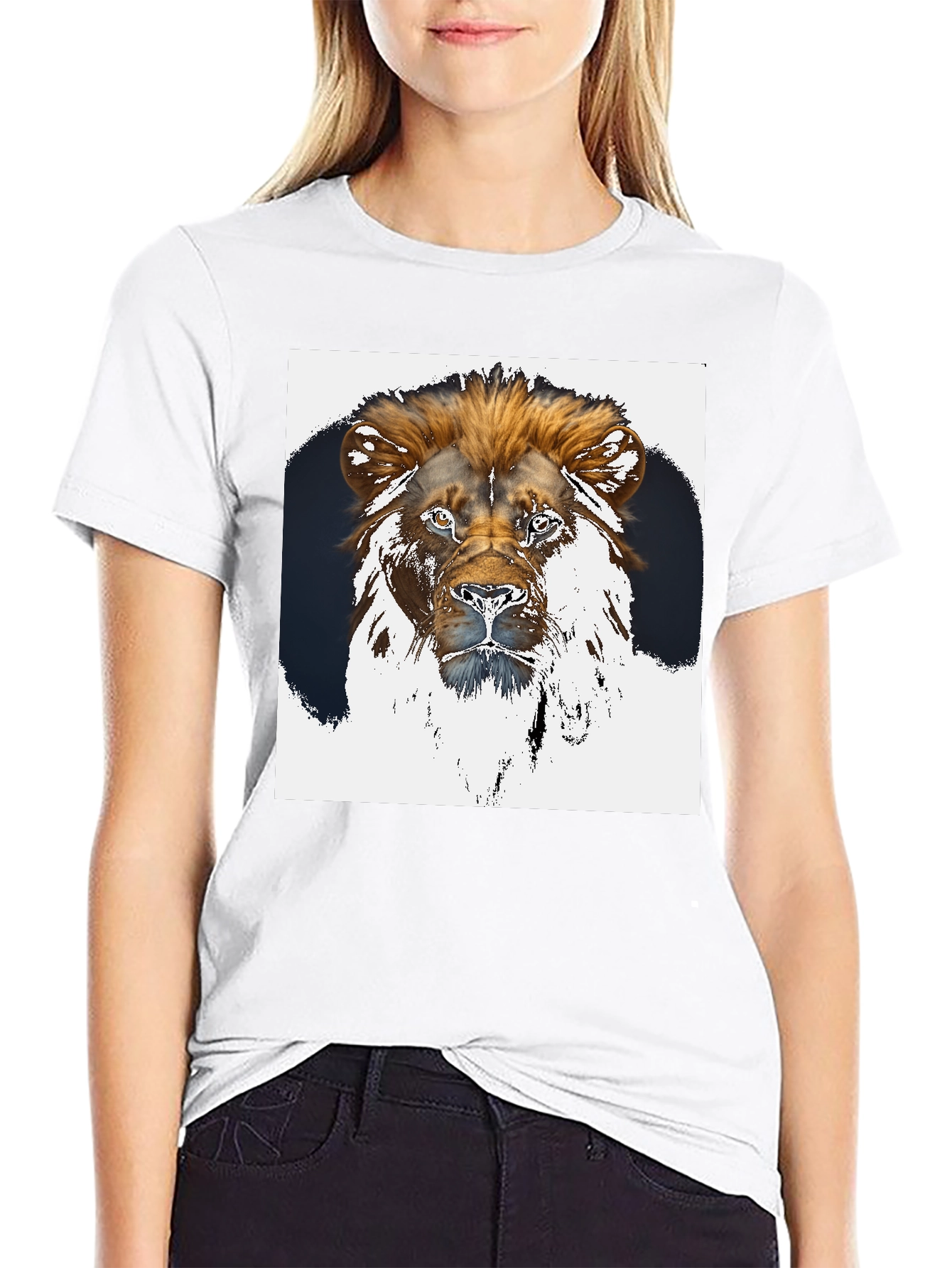 Lion Graphic Tee - Black Short Sleeve Shirt