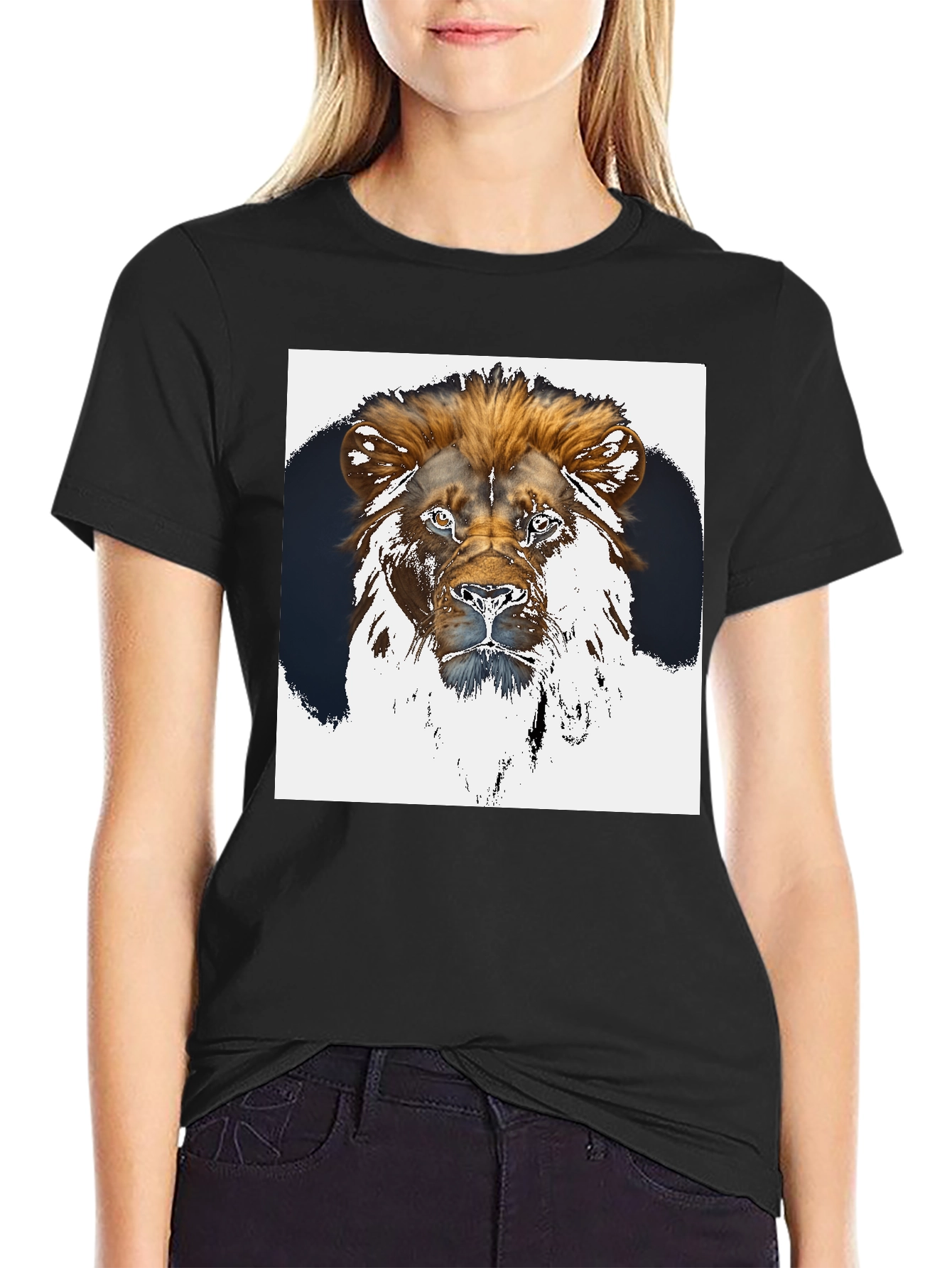 Lion Graphic Tee - Black Short Sleeve Shirt