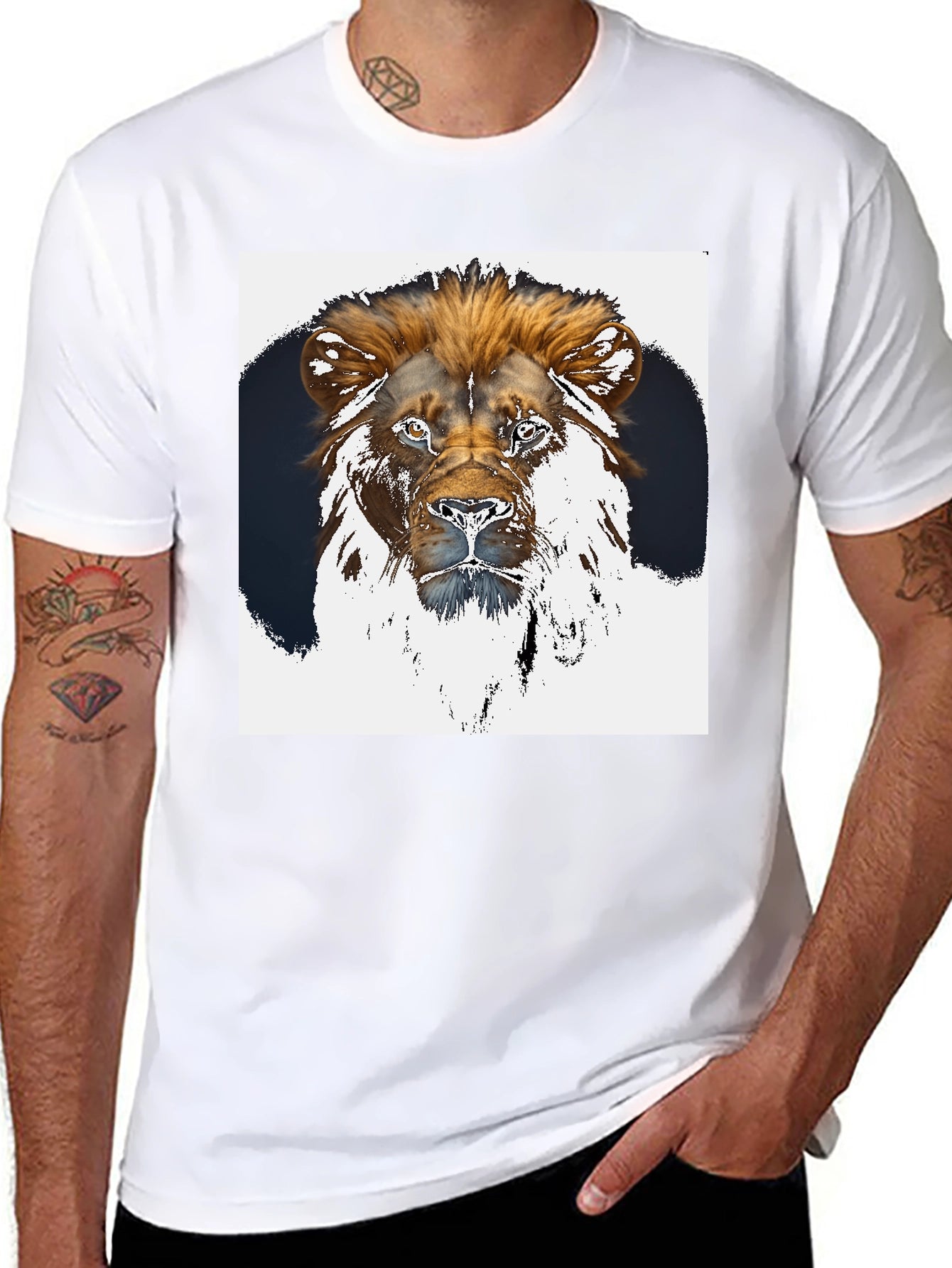 Lion Graphic Tee - Black Short Sleeve Shirt