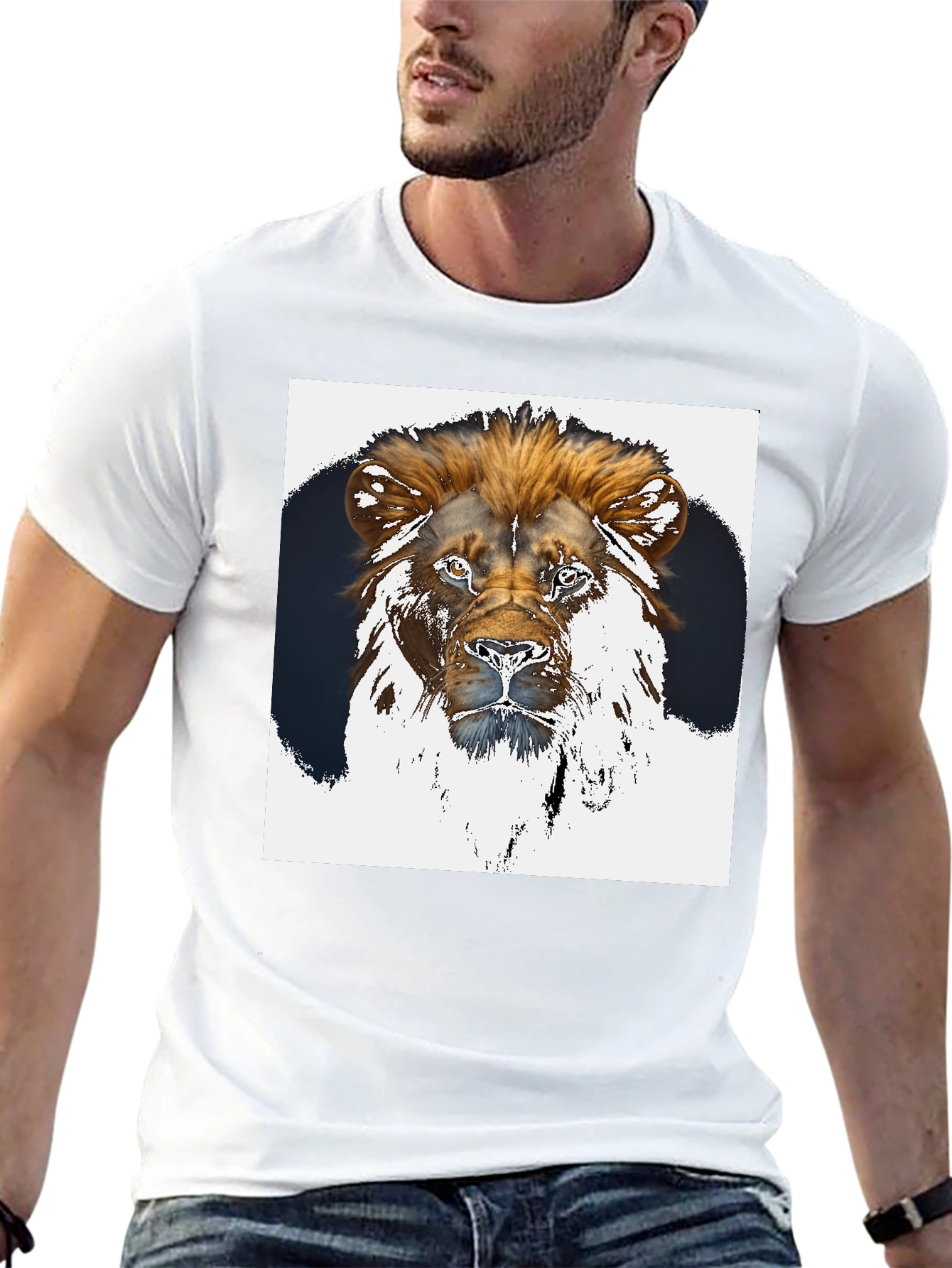 Lion Graphic Tee - Black Short Sleeve Shirt