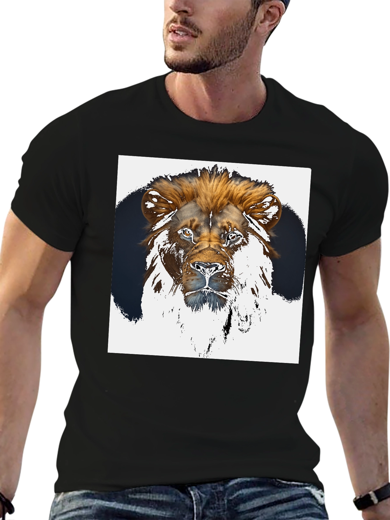 Lion Graphic Tee - Black Short Sleeve Shirt