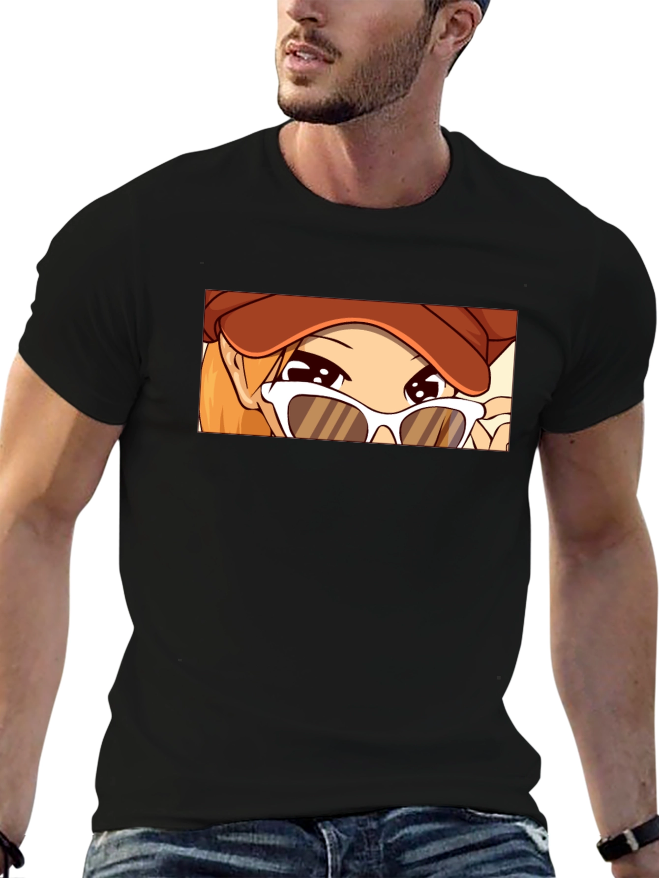 Anime Girl Graphic Tee - Stylish Black T-Shirt